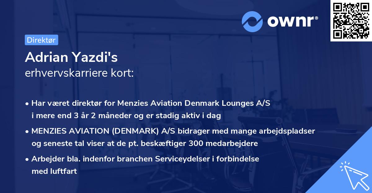 Adrian Yazdi's erhvervskarriere kort