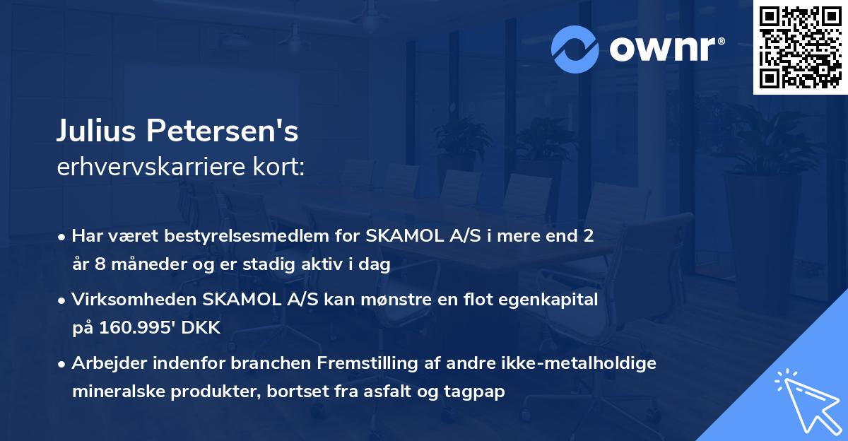 Julius Petersen's erhvervskarriere kort