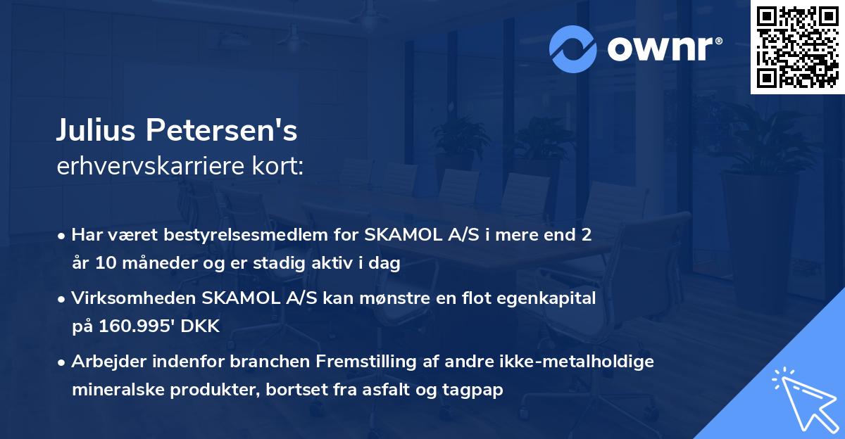 Julius Petersen's erhvervskarriere kort