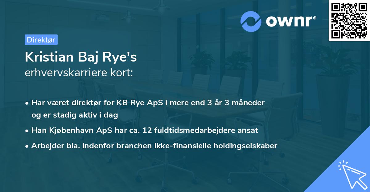 Kristian Baj Rye's erhvervskarriere kort
