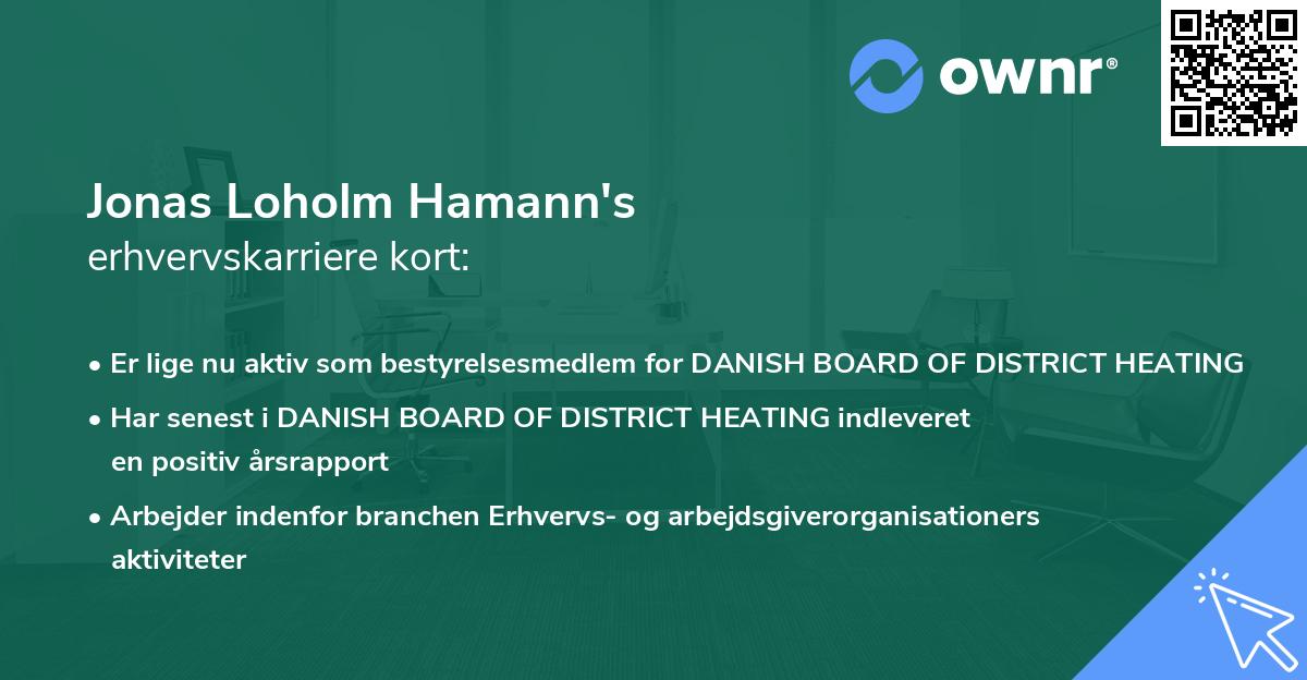 Jonas Loholm Hamann's erhvervskarriere kort