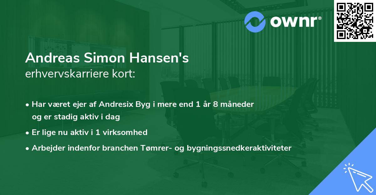 Andreas Simon Hansen's erhvervskarriere kort