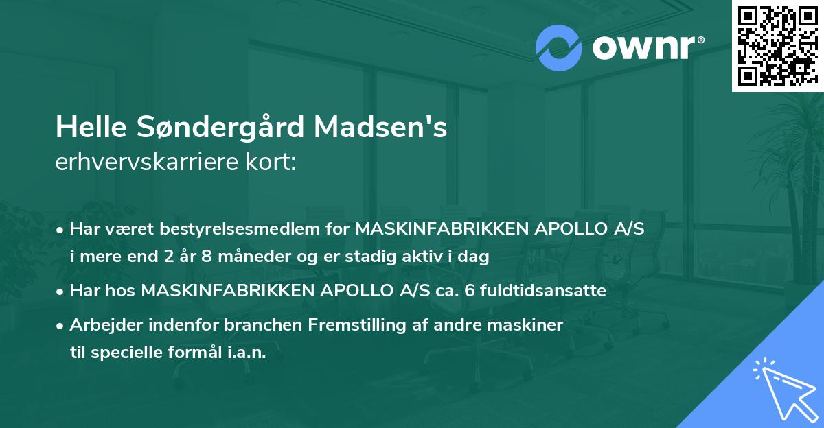 Helle Søndergård Madsen's erhvervskarriere kort