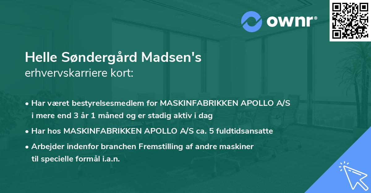 Helle Søndergård Madsen's erhvervskarriere kort