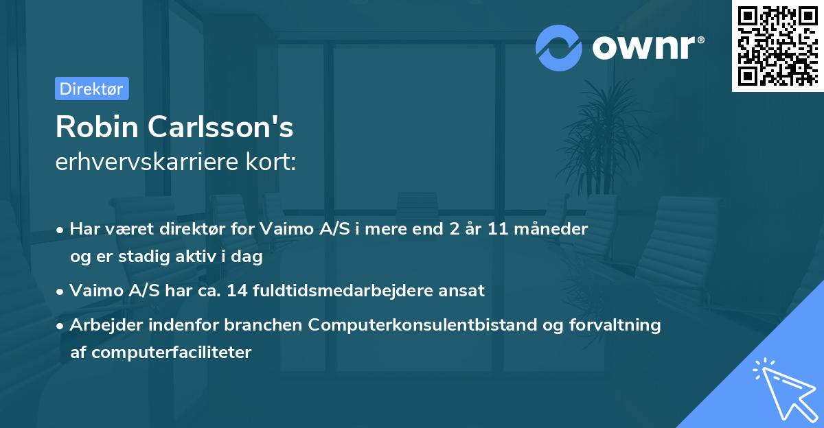 Robin Carlsson's erhvervskarriere kort