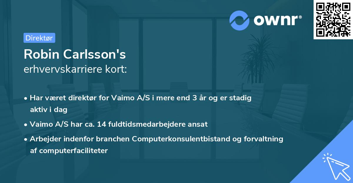 Robin Carlsson's erhvervskarriere kort
