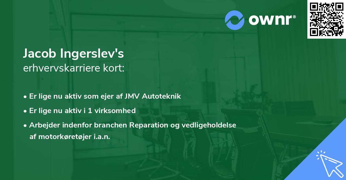 Jacob Ingerslev's erhvervskarriere kort