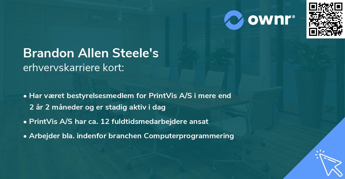 Brandon Allen Steele's erhvervskarriere kort