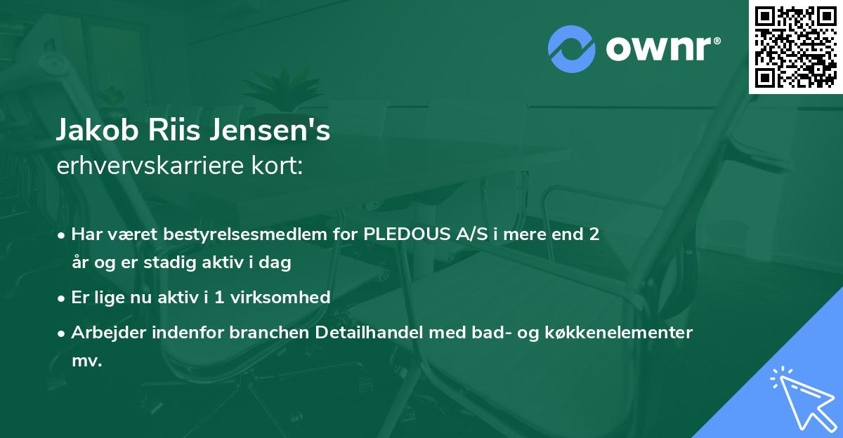 Jakob Riis Jensen's erhvervskarriere kort