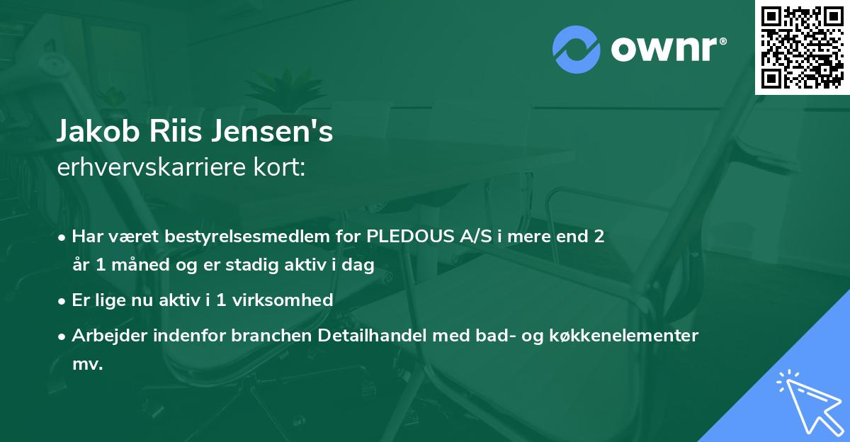Jakob Riis Jensen's erhvervskarriere kort
