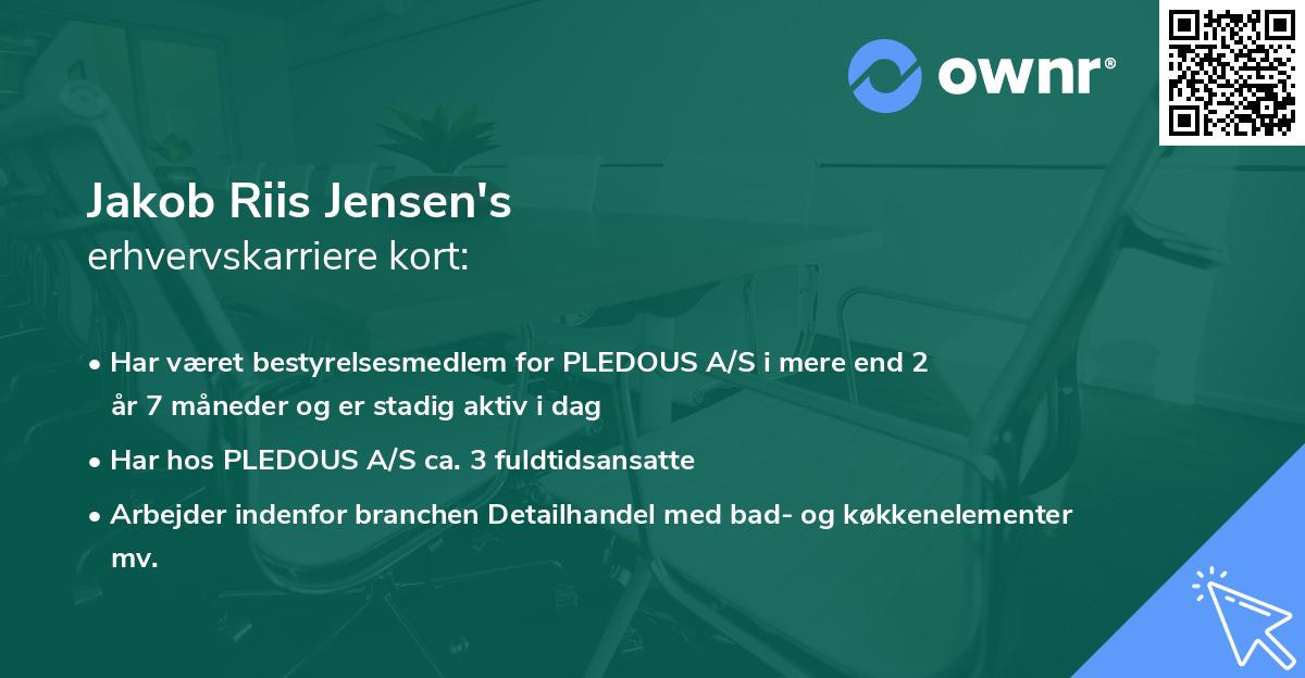 Jakob Riis Jensen's erhvervskarriere kort