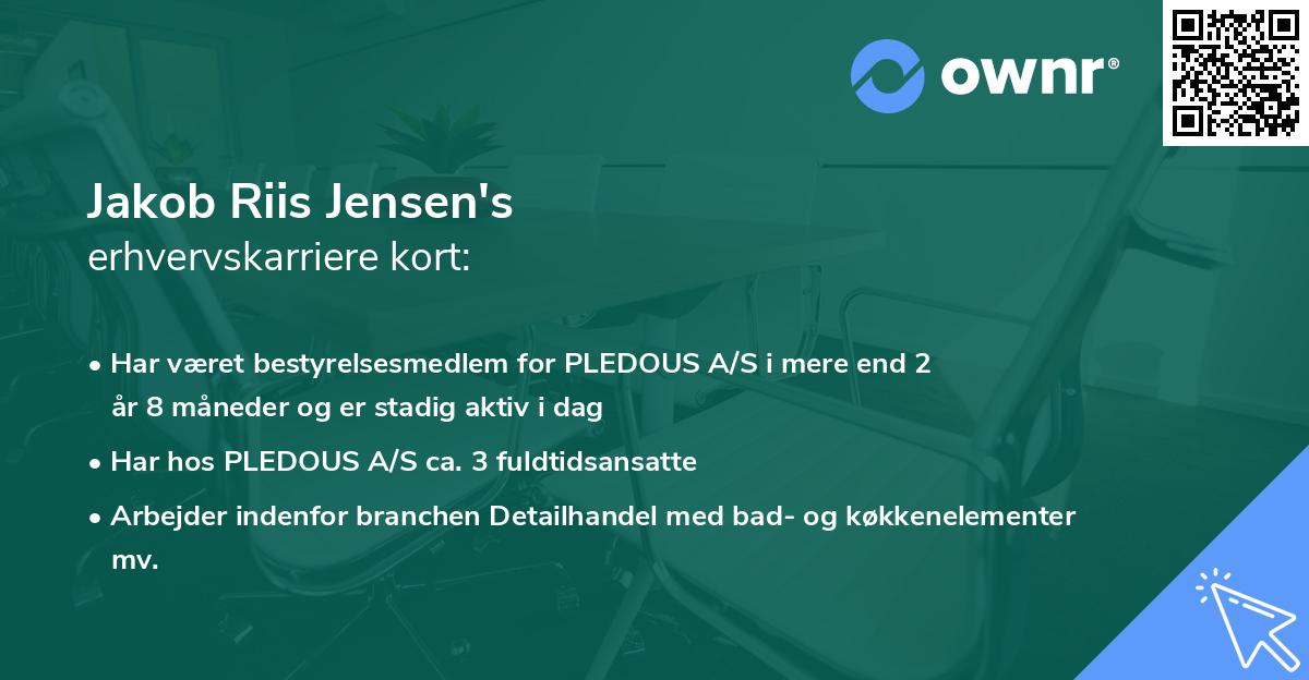Jakob Riis Jensen's erhvervskarriere kort