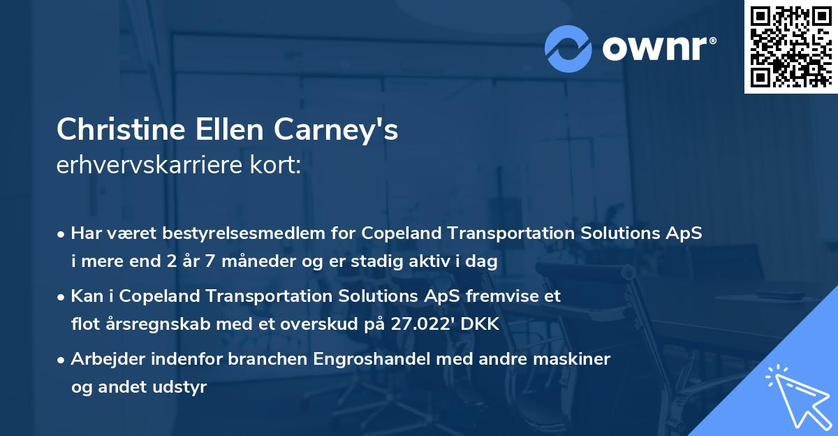 Christine Ellen Carney's erhvervskarriere kort