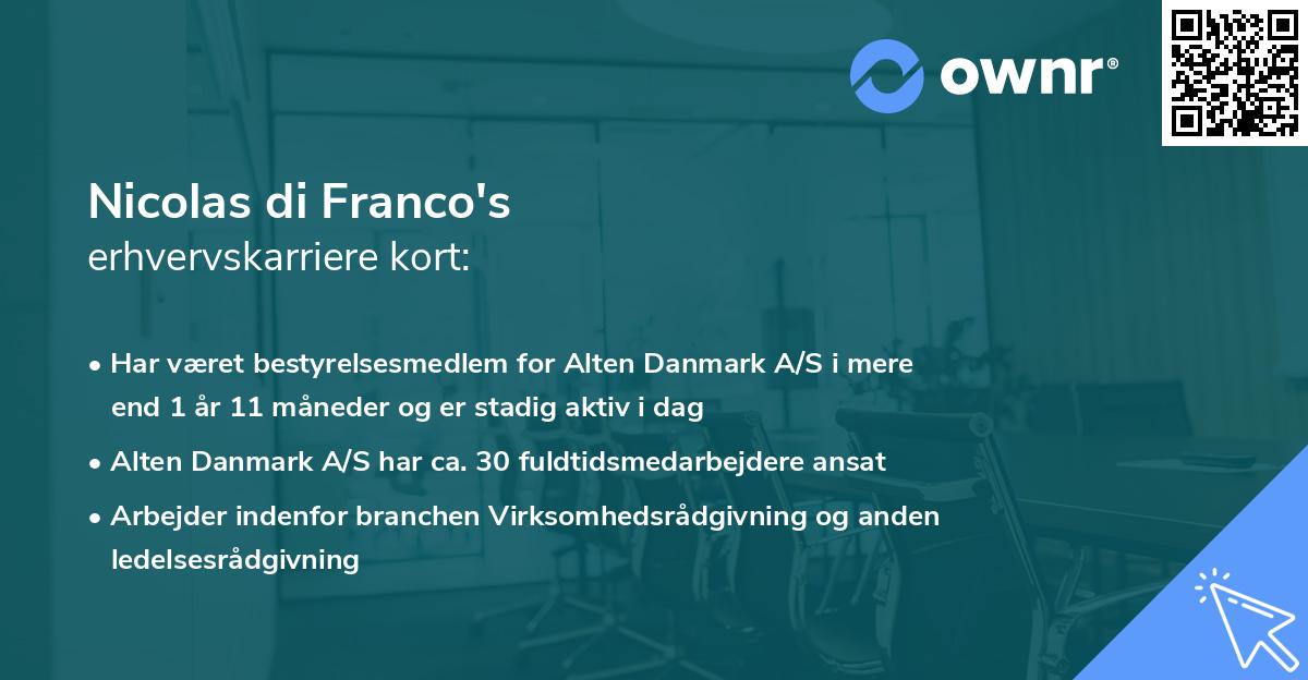 Nicolas di Franco's erhvervskarriere kort