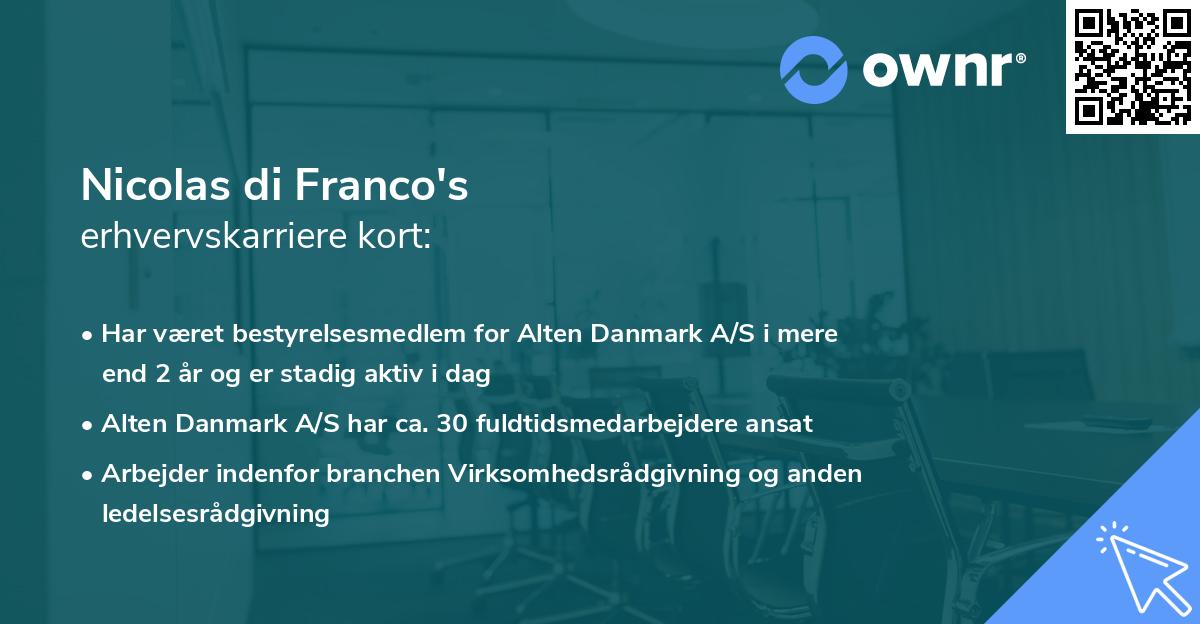 Nicolas di Franco's erhvervskarriere kort