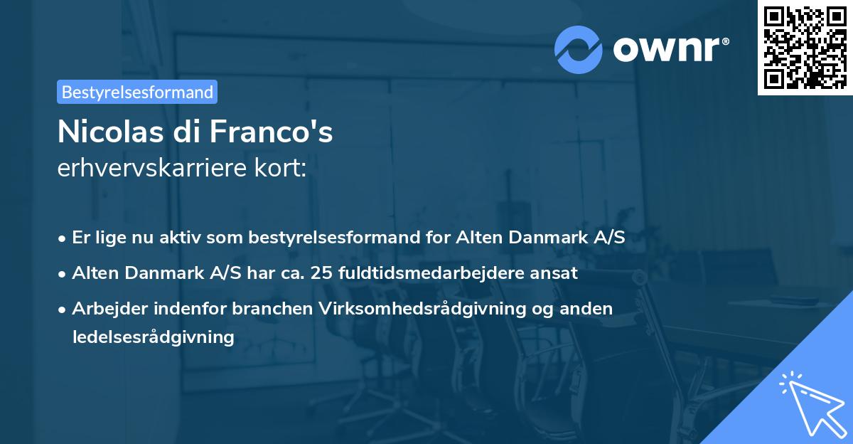 Nicolas di Franco's erhvervskarriere kort