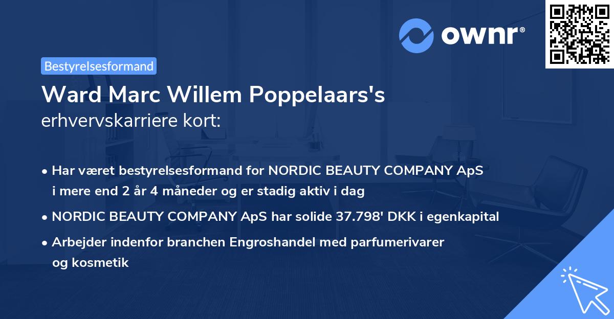 Ward Marc Willem Poppelaars's erhvervskarriere kort