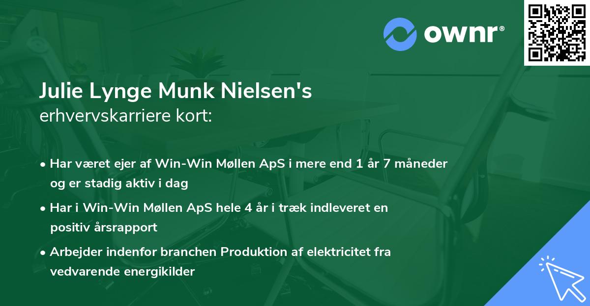 Julie Lynge Munk Nielsen's erhvervskarriere kort