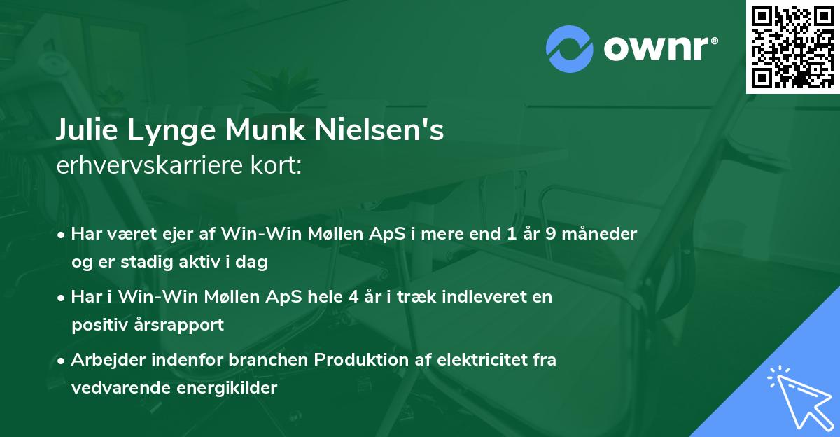 Julie Lynge Munk Nielsen's erhvervskarriere kort