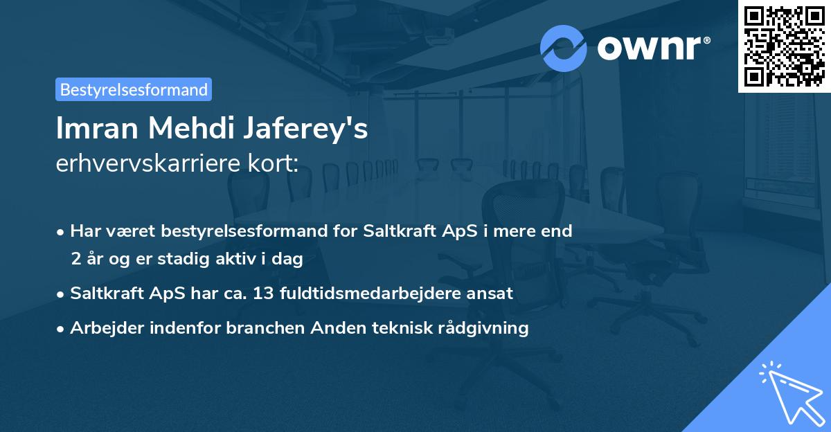Imran Mehdi Jaferey's erhvervskarriere kort