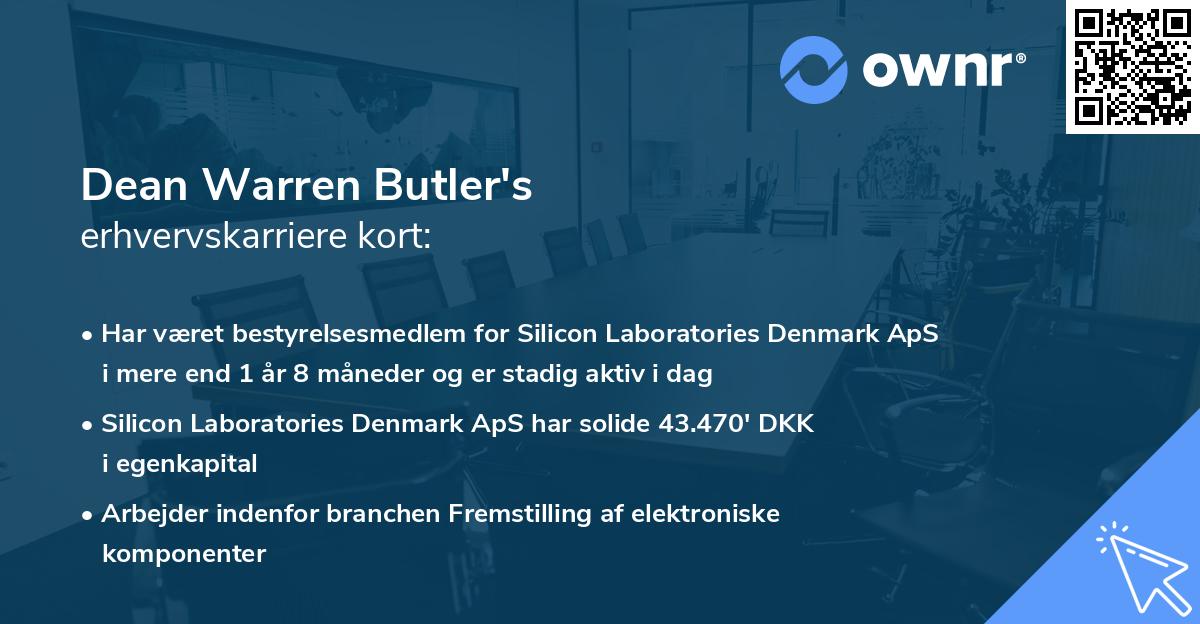 Dean Warren Butler's erhvervskarriere kort