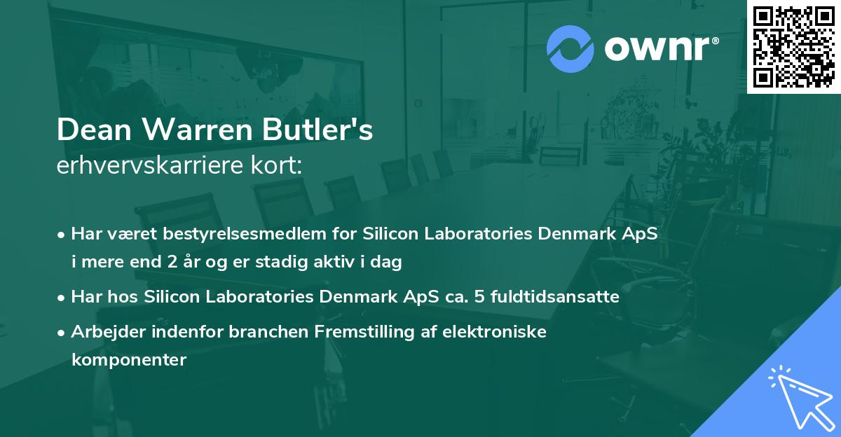 Dean Warren Butler's erhvervskarriere kort