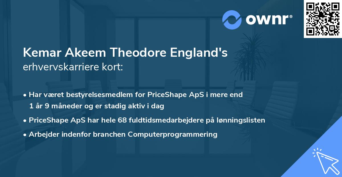 Kemar Akeem Theodore England's erhvervskarriere kort