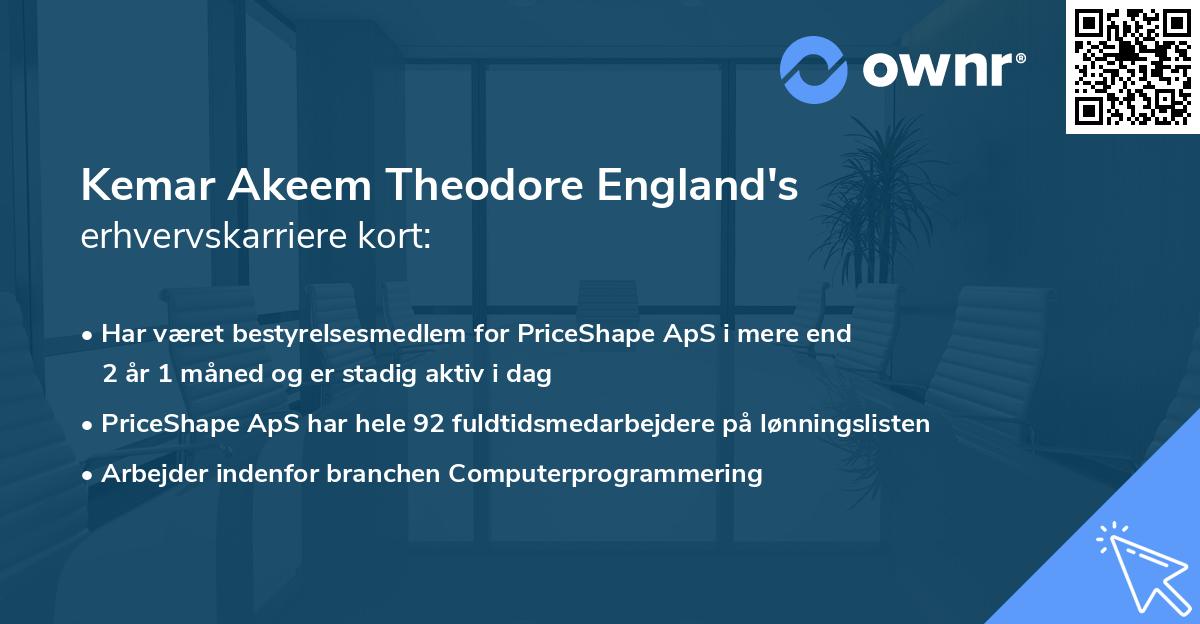 Kemar Akeem Theodore England's erhvervskarriere kort