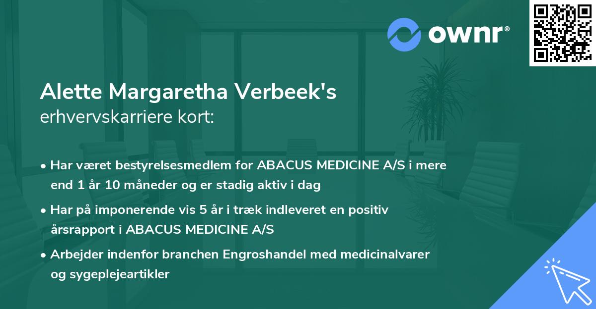 Alette Margaretha Verbeek's erhvervskarriere kort