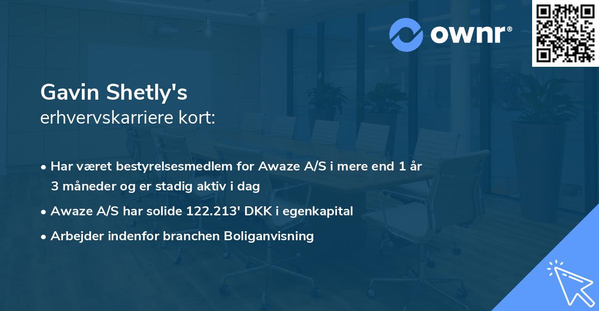 Gavin Shetly's erhvervskarriere kort