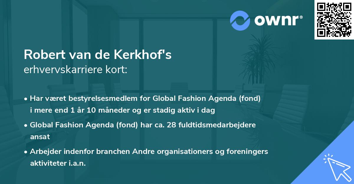 Robert van de Kerkhof's erhvervskarriere kort