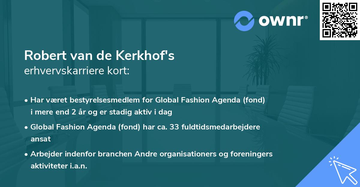 Robert van de Kerkhof's erhvervskarriere kort