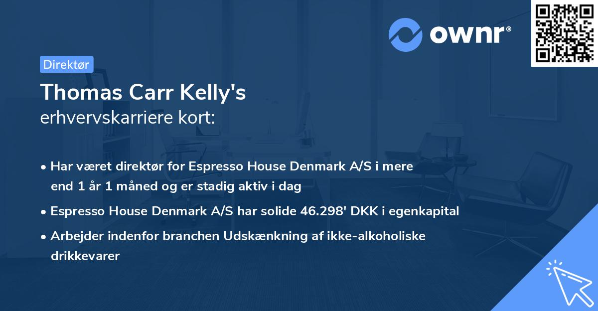 Thomas Carr Kelly's erhvervskarriere kort