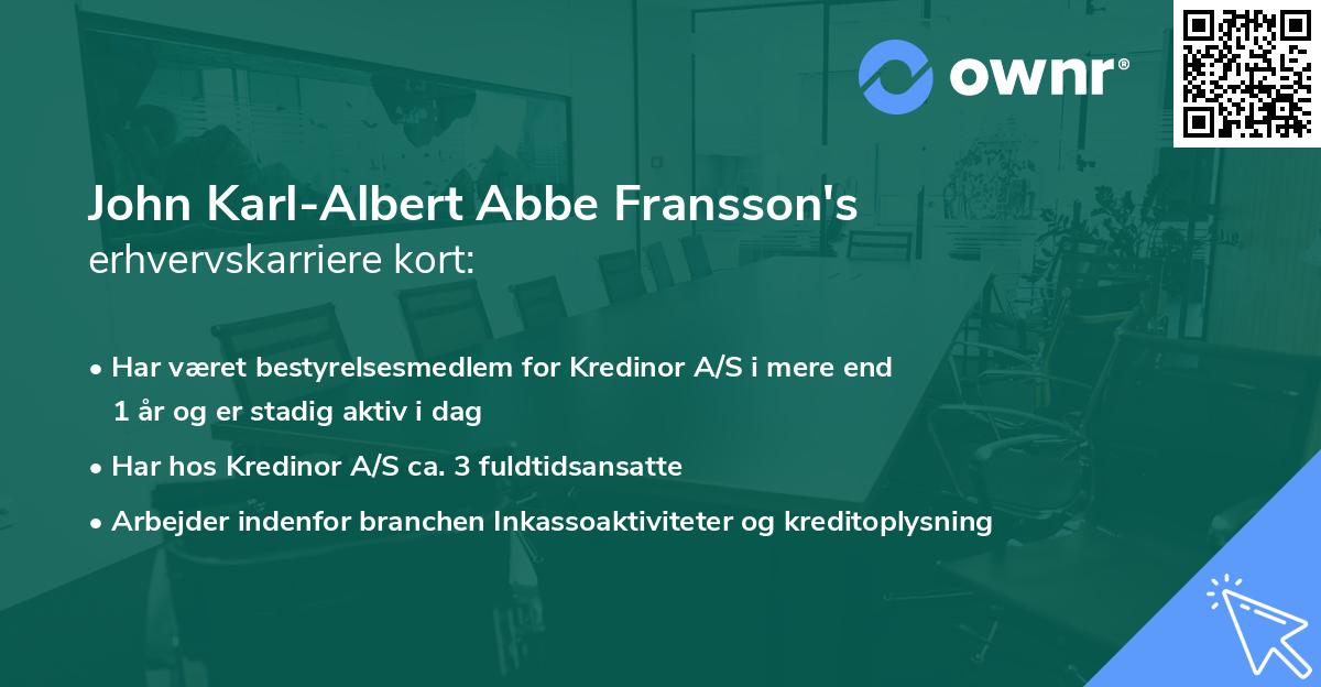 John Karl-Albert Abbe Fransson's erhvervskarriere kort