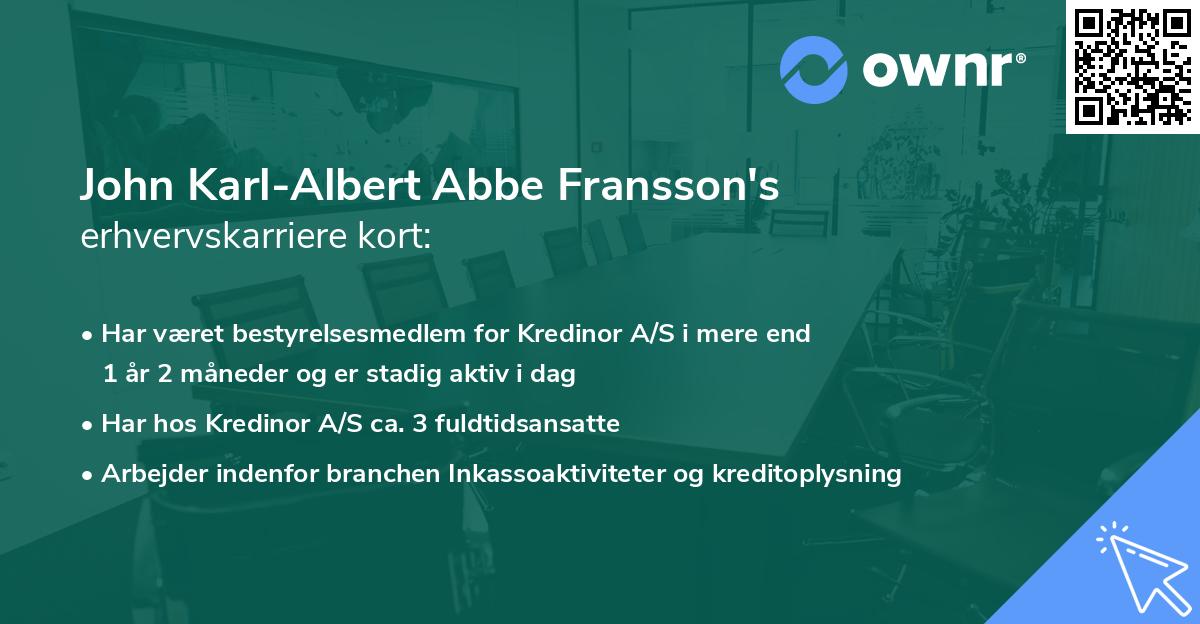 John Karl-Albert Abbe Fransson's erhvervskarriere kort