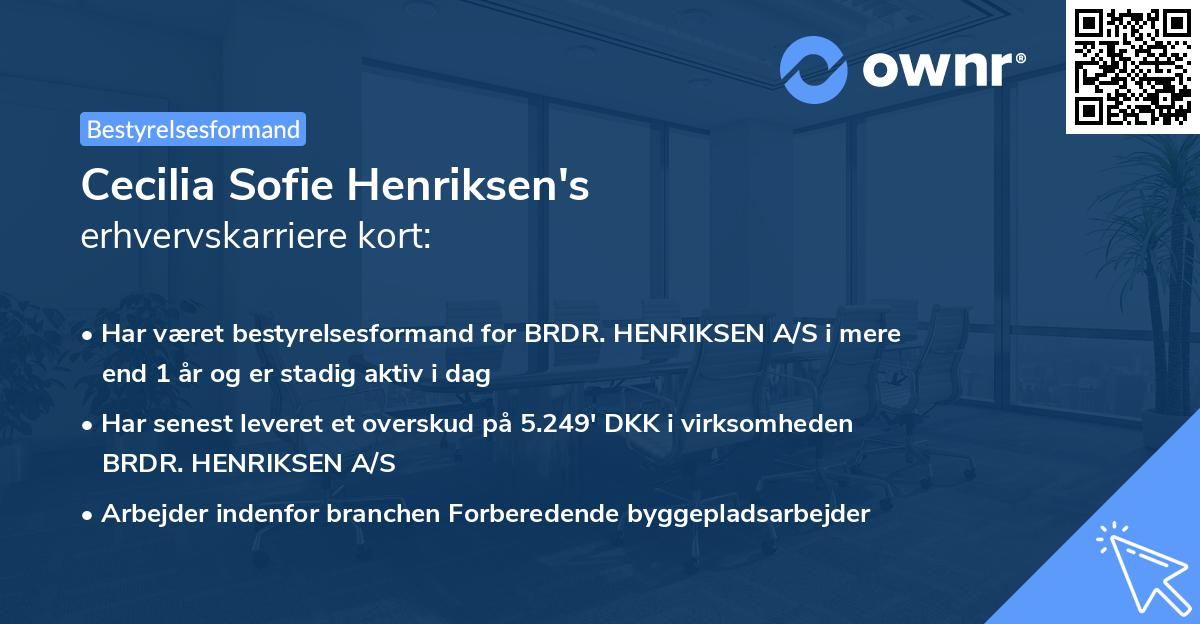 Cecilia Sofie Henriksen's erhvervskarriere kort