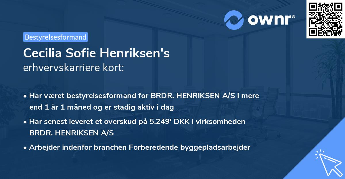 Cecilia Sofie Henriksen's erhvervskarriere kort
