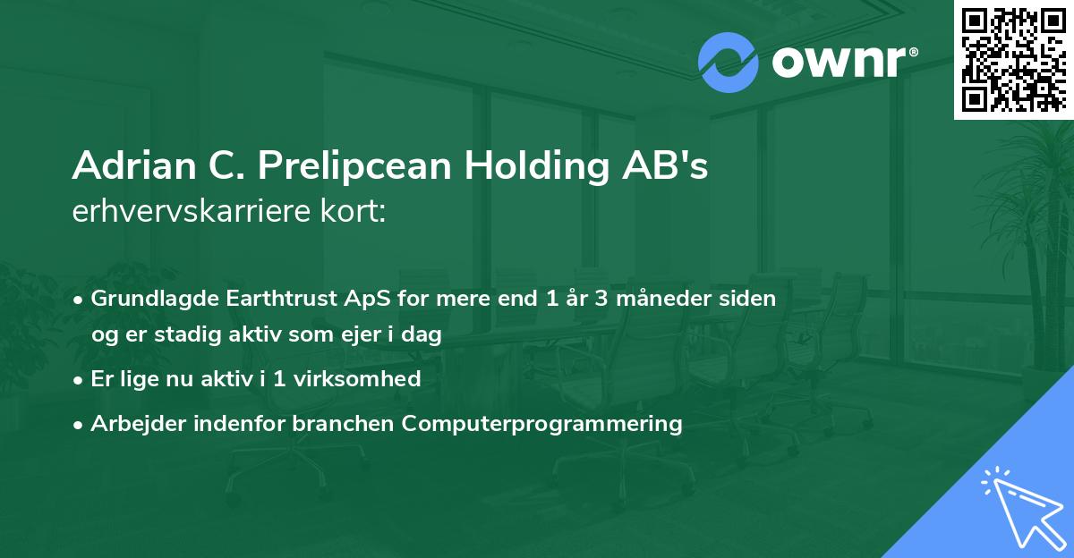 Adrian C. Prelipcean Holding AB's erhvervskarriere kort