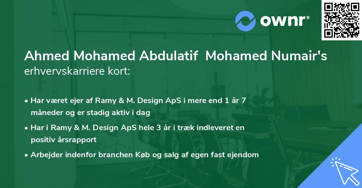 Ahmed Mohamed Abdulatif  Mohamed Numair's erhvervskarriere kort