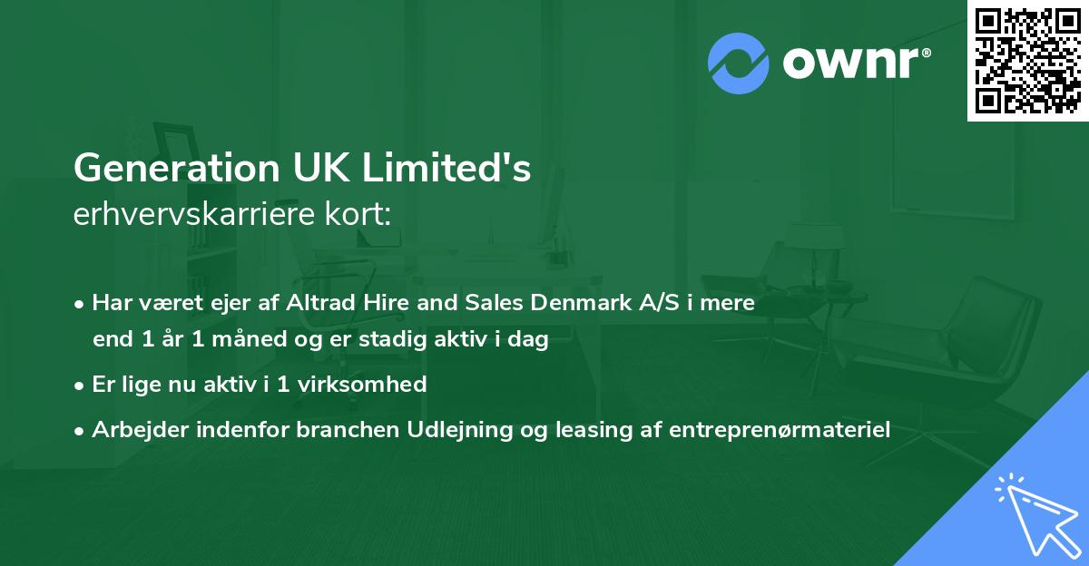 Generation UK Limited's erhvervskarriere kort