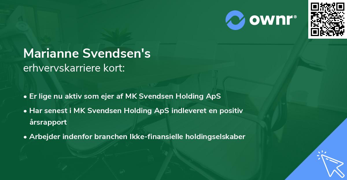 Marianne Svendsen's erhvervskarriere kort