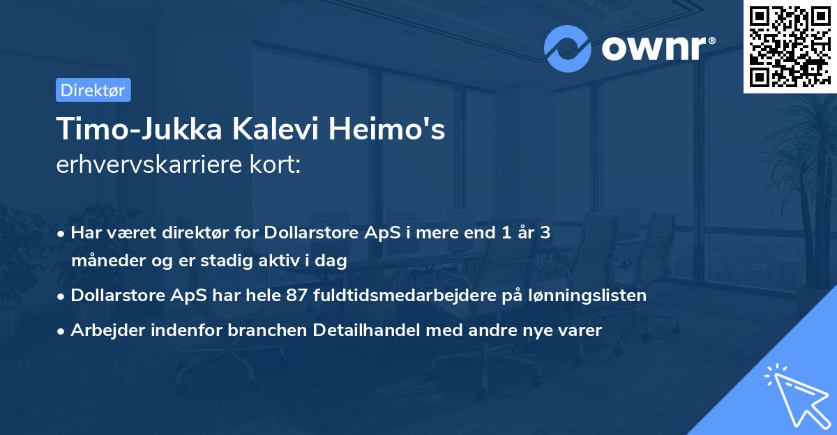 Timo-Jukka Kalevi Heimo's erhvervskarriere kort