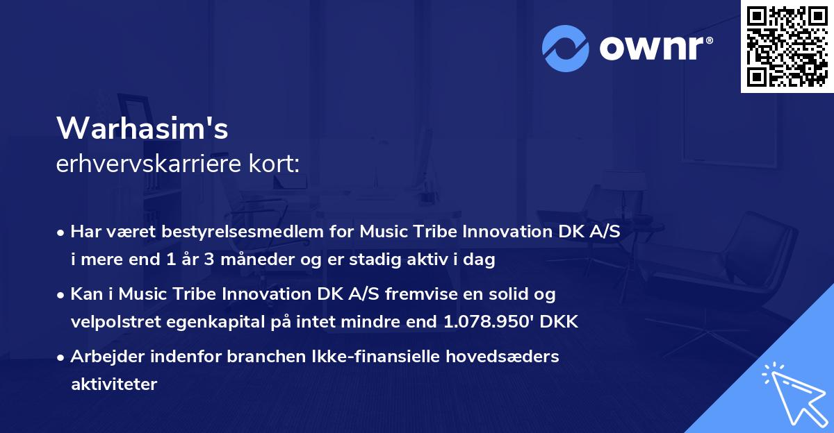 Warhasim's erhvervskarriere kort