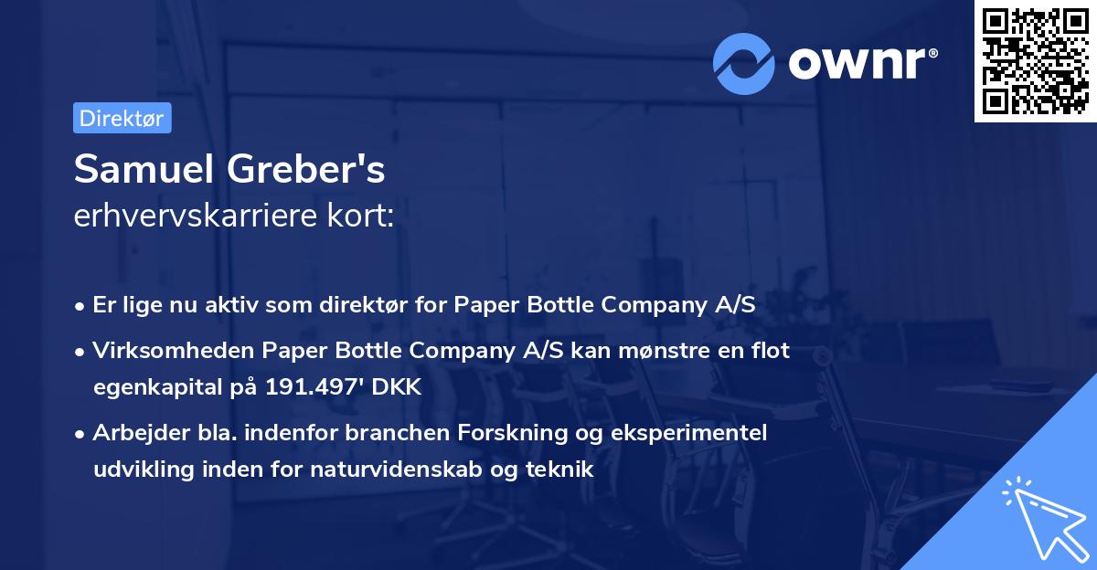 Samuel Greber's erhvervskarriere kort