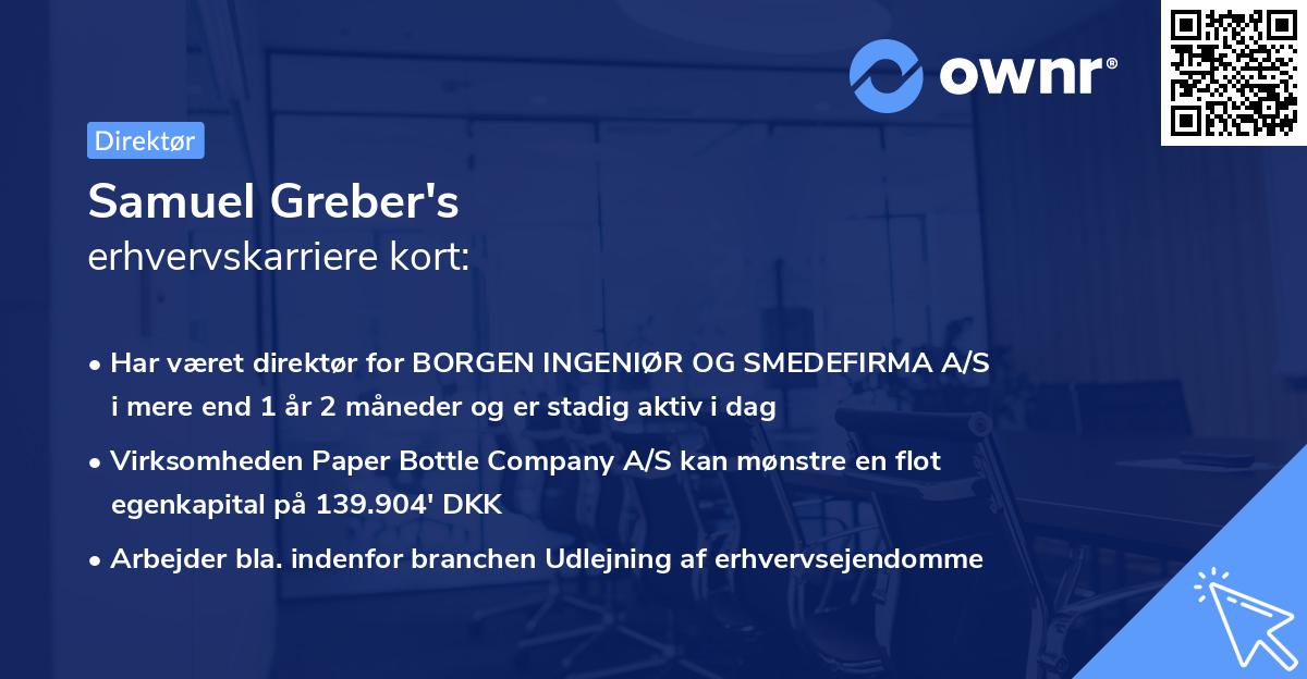 Samuel Greber's erhvervskarriere kort