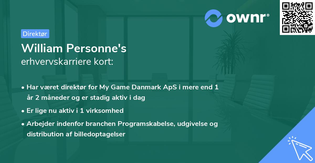 William Personne's erhvervskarriere kort