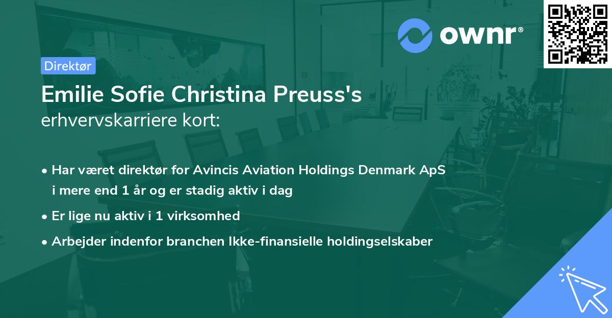 Emilie Sofie Christina Preuss's erhvervskarriere kort