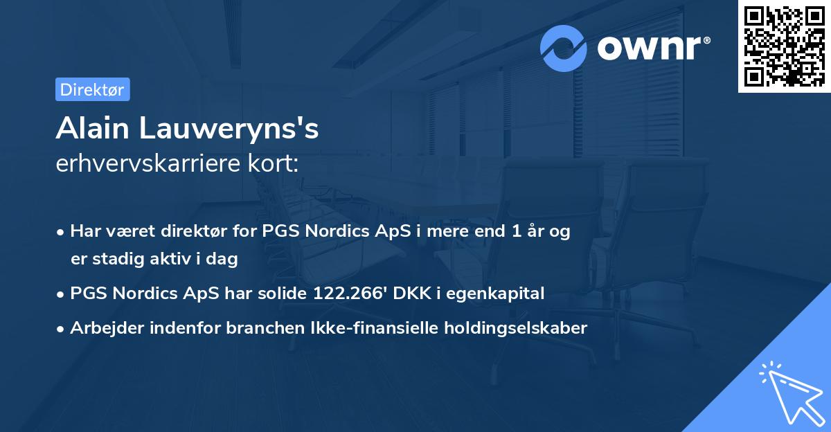 Alain Lauweryns's erhvervskarriere kort
