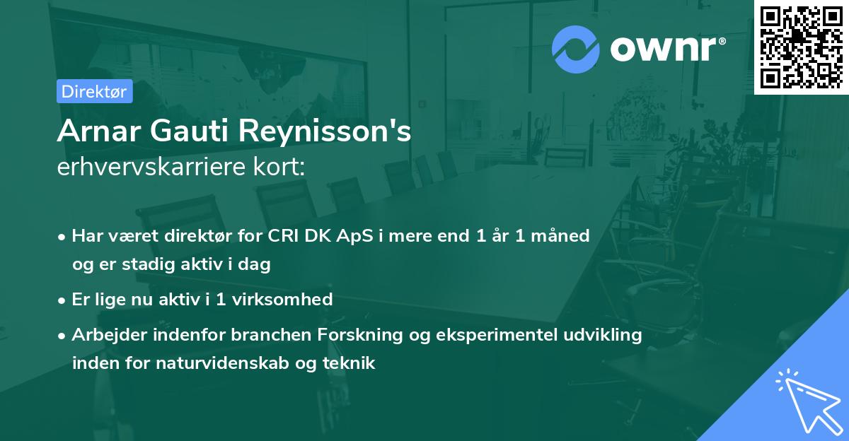 Arnar Gauti Reynisson's erhvervskarriere kort