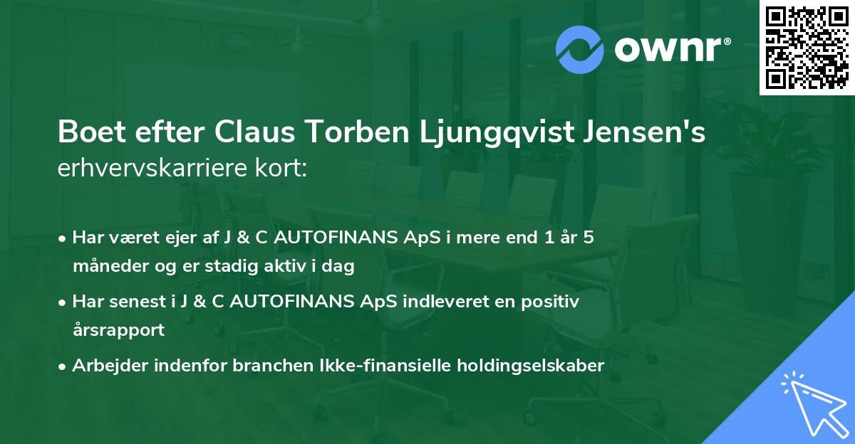 Boet efter Claus Torben Ljungqvist Jensen's erhvervskarriere kort
